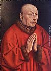 Jan Van Eyck Famous Paintings - The Ghent Altarpiece The Donor [detail]